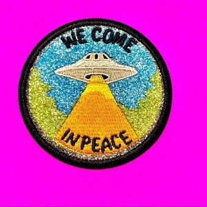 We come in peace sparkly UFO iron On patch